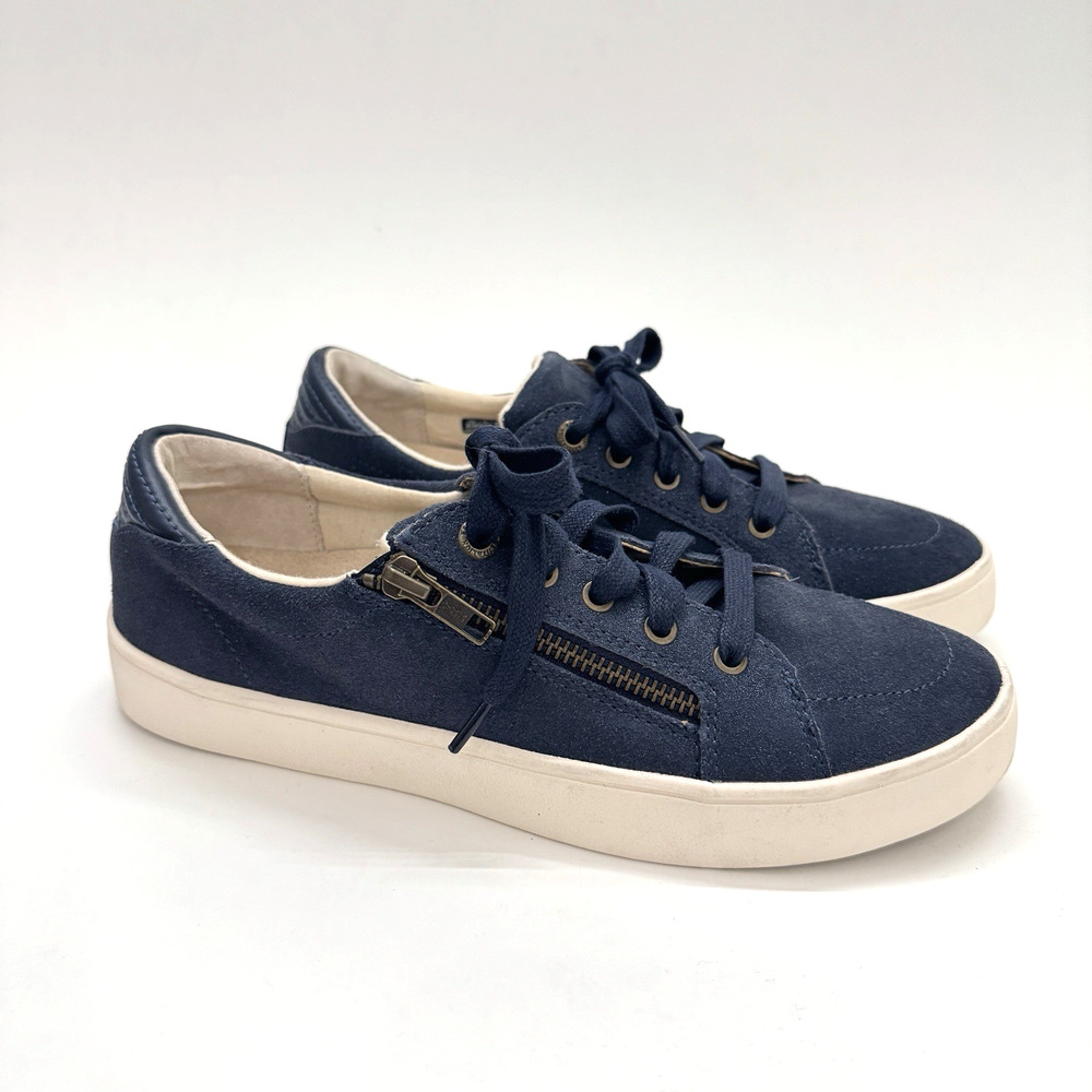 Revitalign Wrigley Orthotic Suede Casual Sneaker Women's 8.5 B Navy Blue Shimmer
